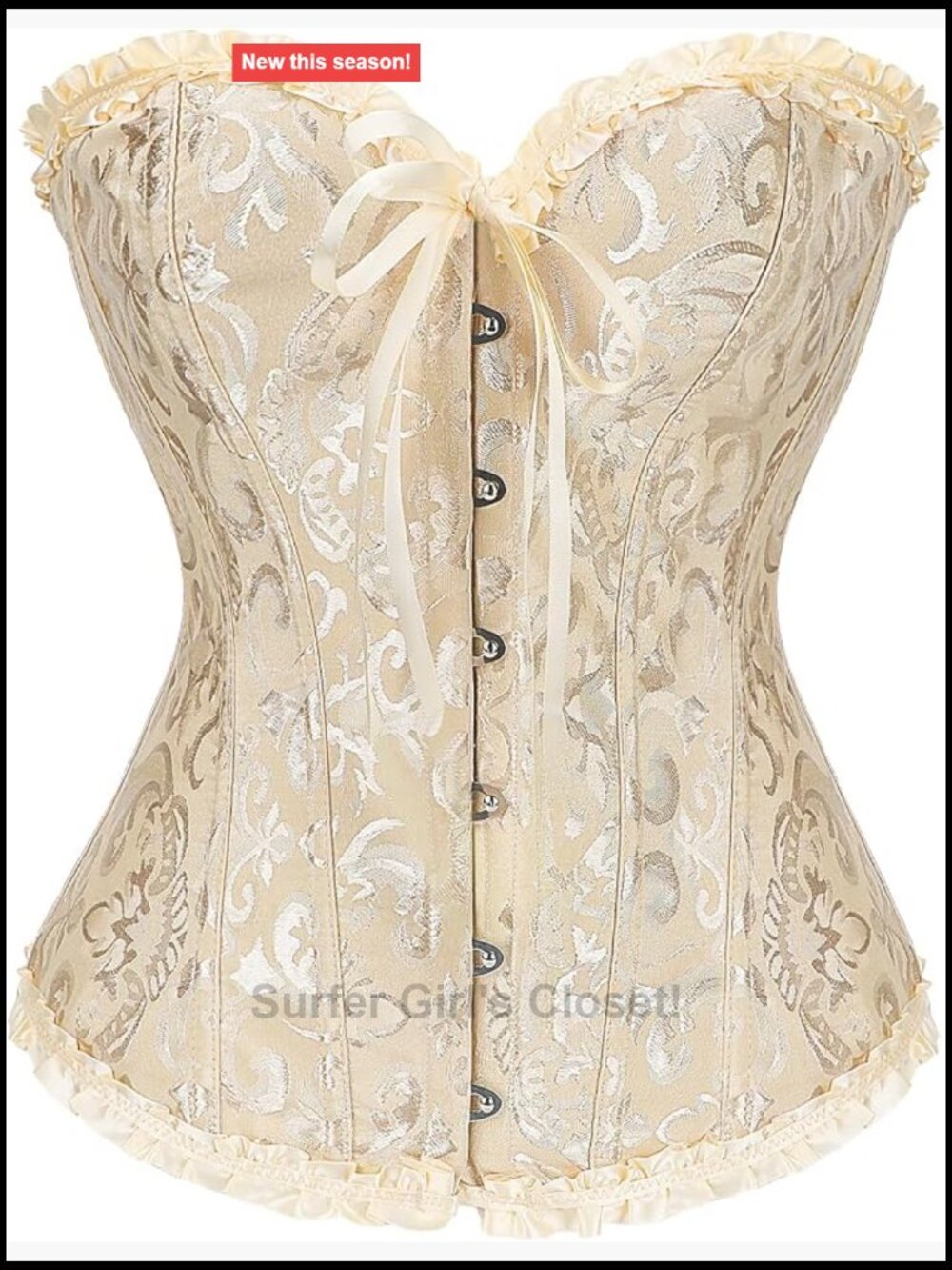 Lace Up Boned Overbust Bustier Corset Top Shapewear